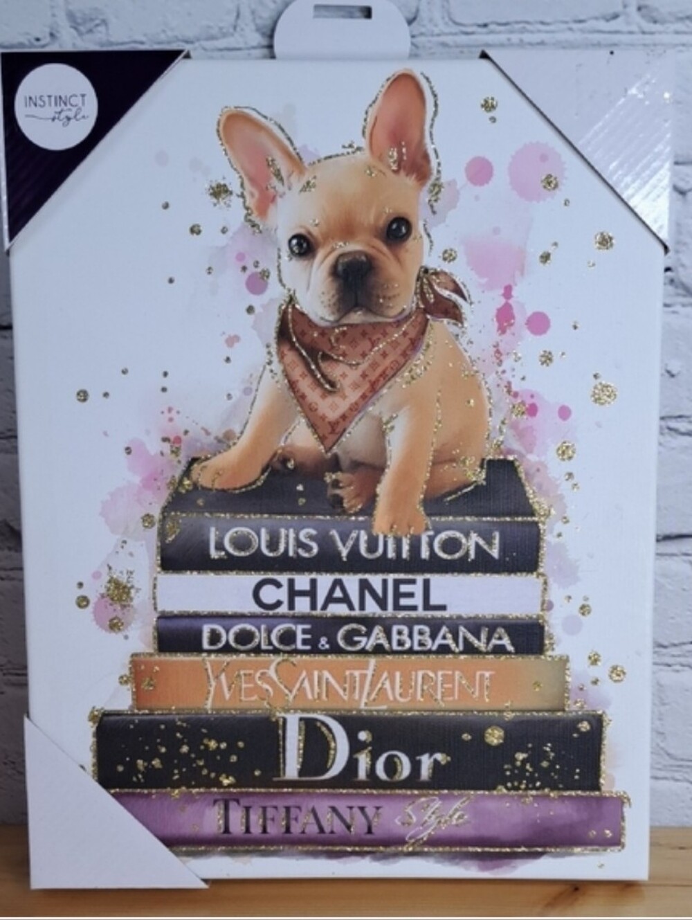 Instinct Art 'French Bulldog' Canvas Painting with Gold and Purple Accents
